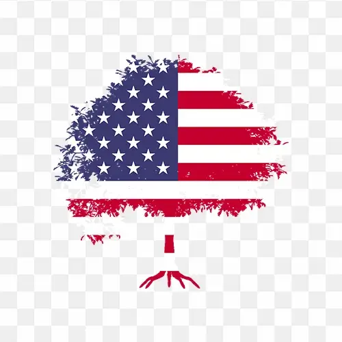 United State Of America Flag Tree Shape Stock Png